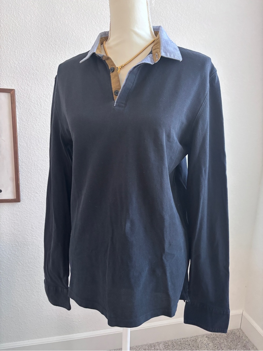 Celio Men's Long-Sleeve Rugby Polo Shirt in Navy